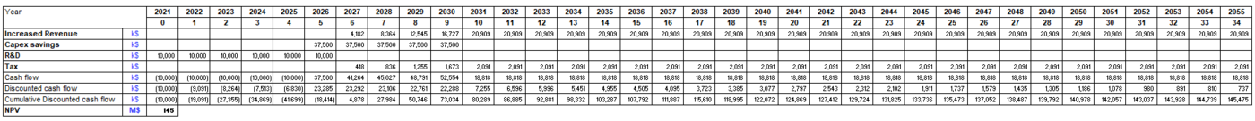 20 marginal projects + R&D Investment Cash Flow